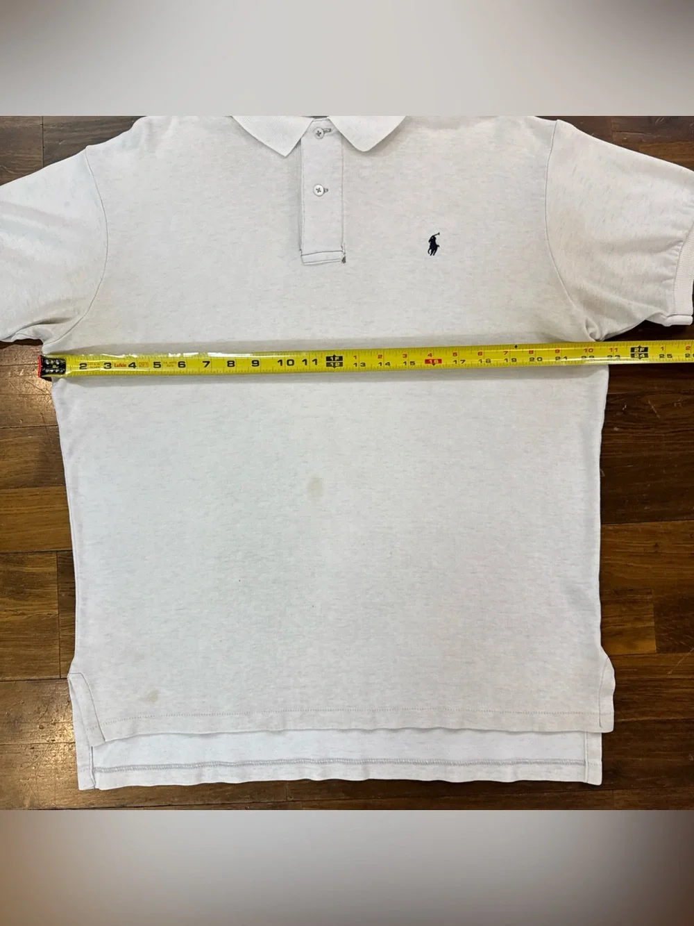 Vintage 90s Polo Ralph Lauren Shirt Mens Medium Gray Made In USA Distressed Flaw